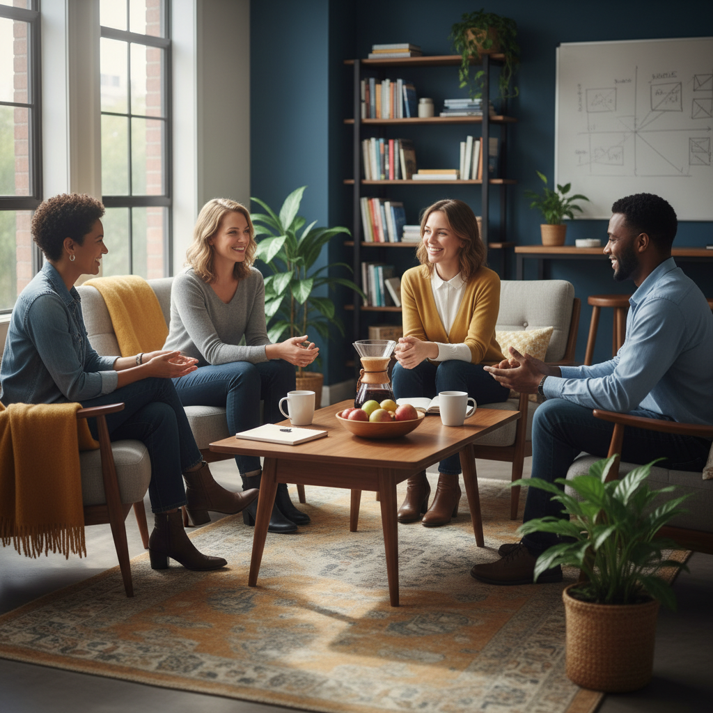 Workshop de liderança com equipe engajada